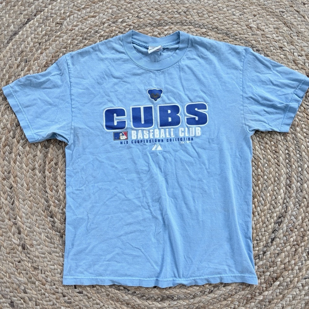 Vintage Chicago Cubs Baseball Club T-Shirt Large Blue Short Sleeve - Picture 1 of 7